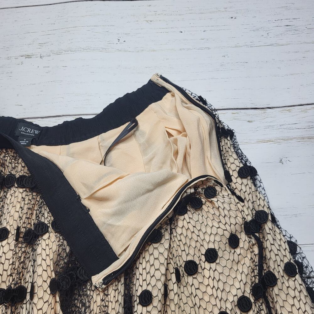 J. Crew Beige Tulle Midi Skirt with Black Polka Dot Overlay - Picture 7 of 9